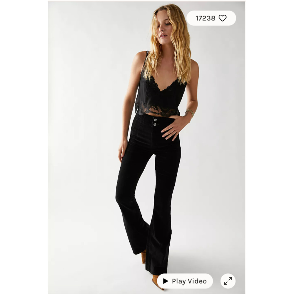 Free People We The Free Jayde Cord Flare Jeans Black NWT